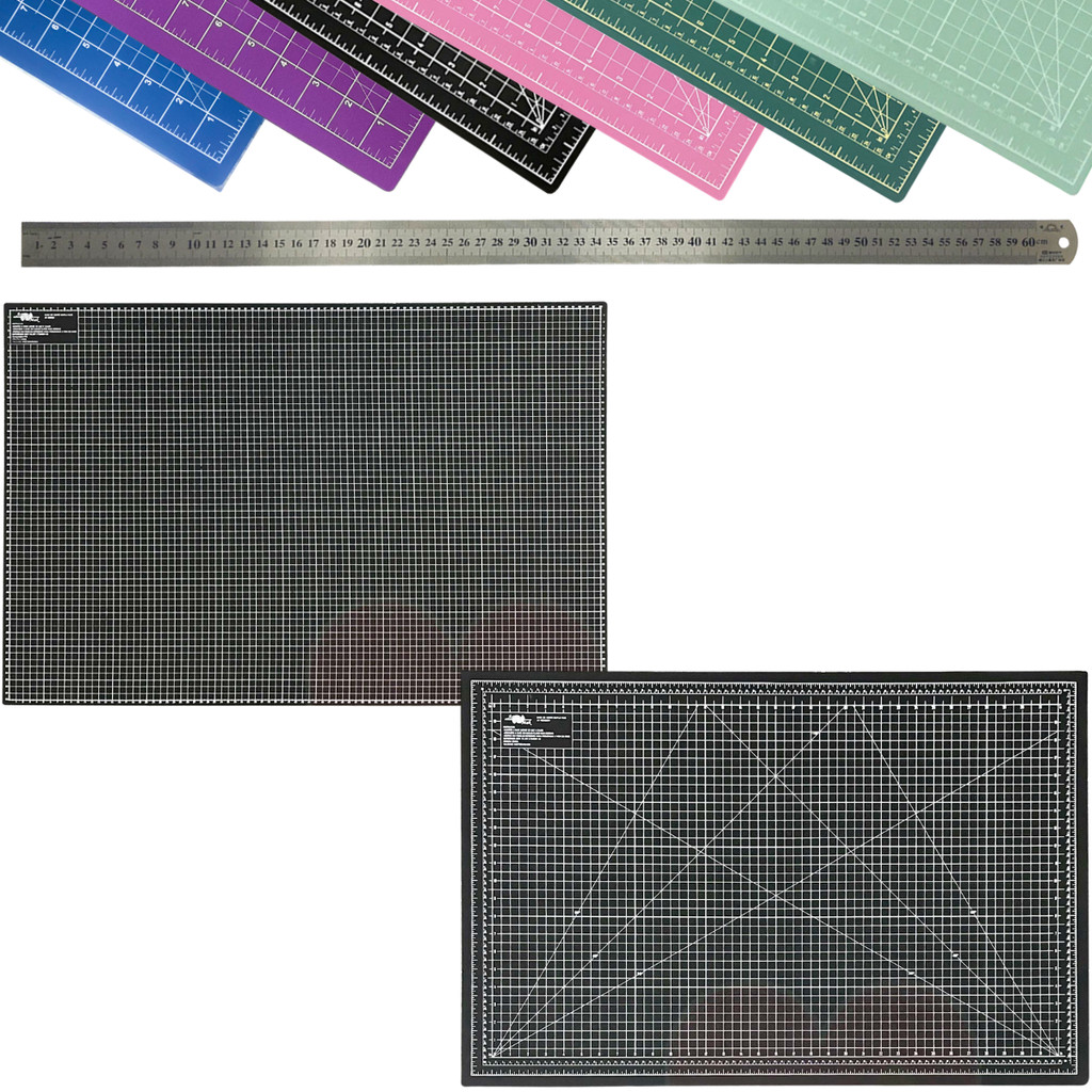 Kit Base de Corte Placa Grande 90x60 Apoio de Mesa Bancada Regua Metal 60cm Patchwork Scrapbook Pipa