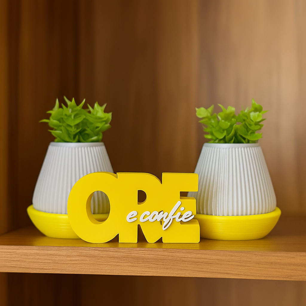 Vaso Decorativo Premium com Palavra Ore e Confie Big Bricks Planta Artificial Inclusa Decoração em Oferta na Shopee