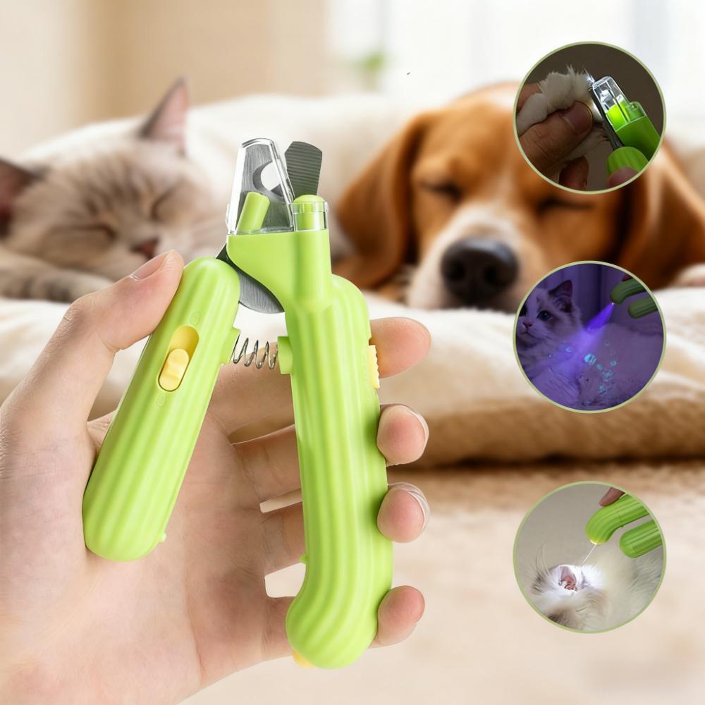 Cortador de Unhas para Cães e Gatos Kit Completo 3 em 1 com Alicate Tesoura Lixa e Luz LED