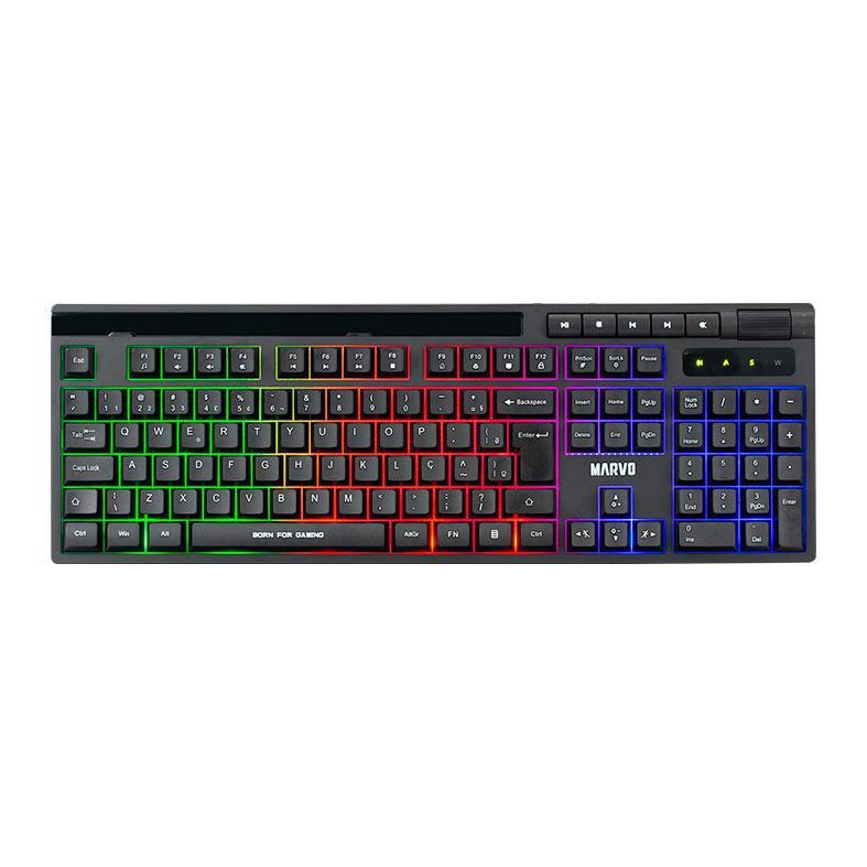 Teclado Gamer Marvo Soldat K603, Rainbow, ABNT2, Preto, K603-PT