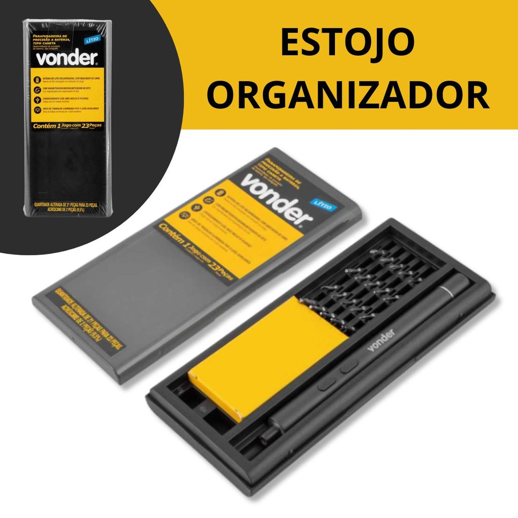 Detalhes do Parafusadeira de Alta Precisão VONDER Bateria de 3,7V 280 mAh Tipo Caneta Iluminação com 3 Led's