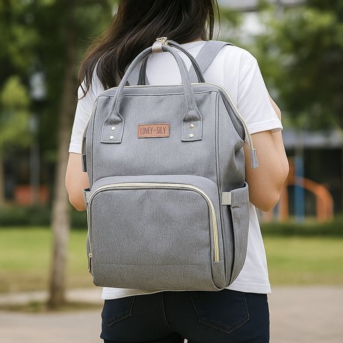 Mochila Maternidade Expansivel Grande Capacidade Organizada Funcional Cinza