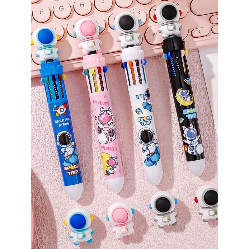 Kit 1/2/3 Caneta 10 Em 1 3D + Design  Astronauta 10 Cores Caneta Esferográfica Papelaria/Escritório/Escola em Oferta na Shopee
