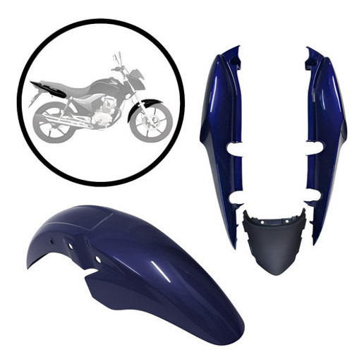 Kit Paralama + Rabeta Cg Titan 150 Mix Fan 150 Azul 2012