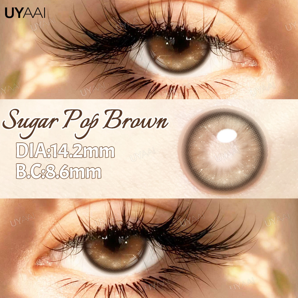 UYAAI 2025 Chegam Novas 1 Par De Lentes Marrons Anual Açúcar Pop Marrom Cor Lente Cosmética Para Pupilas De Maquiagem De