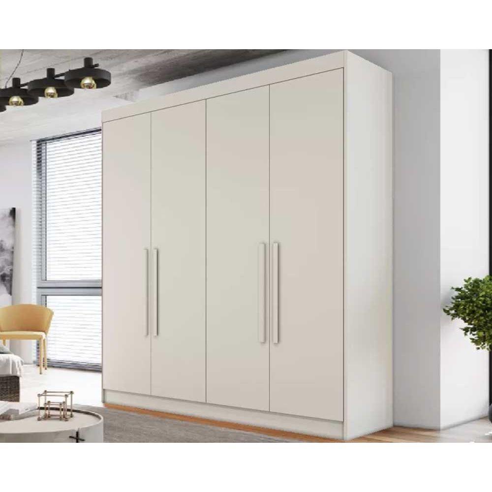 Guarda Roupa Solteiro 4 Portas e 3 Gavetas Nantes Off White - Europa em Oferta na Shopee