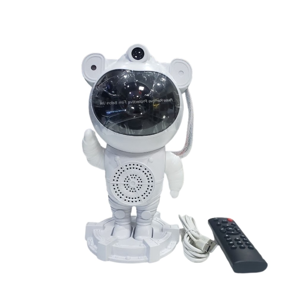 Projetor Astronauta Com Som Bluetooth Robô Luminária De Estrelas Nebulosas Galaxias Lua Controle Remoto Função Timer