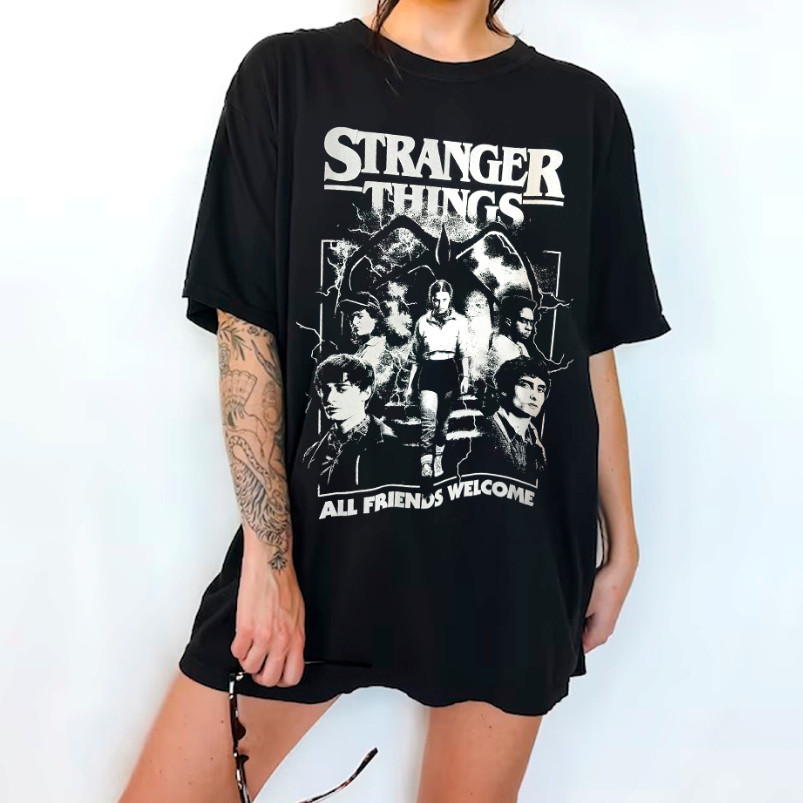 Camiseta Unissex Estampa Stranger Things🚲🎧- Camisa de Malha 100% Algodão - Envio Imediato👀- VS Shopp