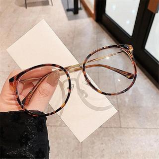 Óculos Anti-Luz Azul Tamanho Grande Redondo Leopardo Feminino Masculino Moda Metal Ópticos Computador