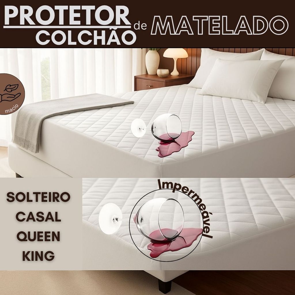 Capa de Colchão Impermeável Box Protetor Impermeável | Solteiro Casal Queen King