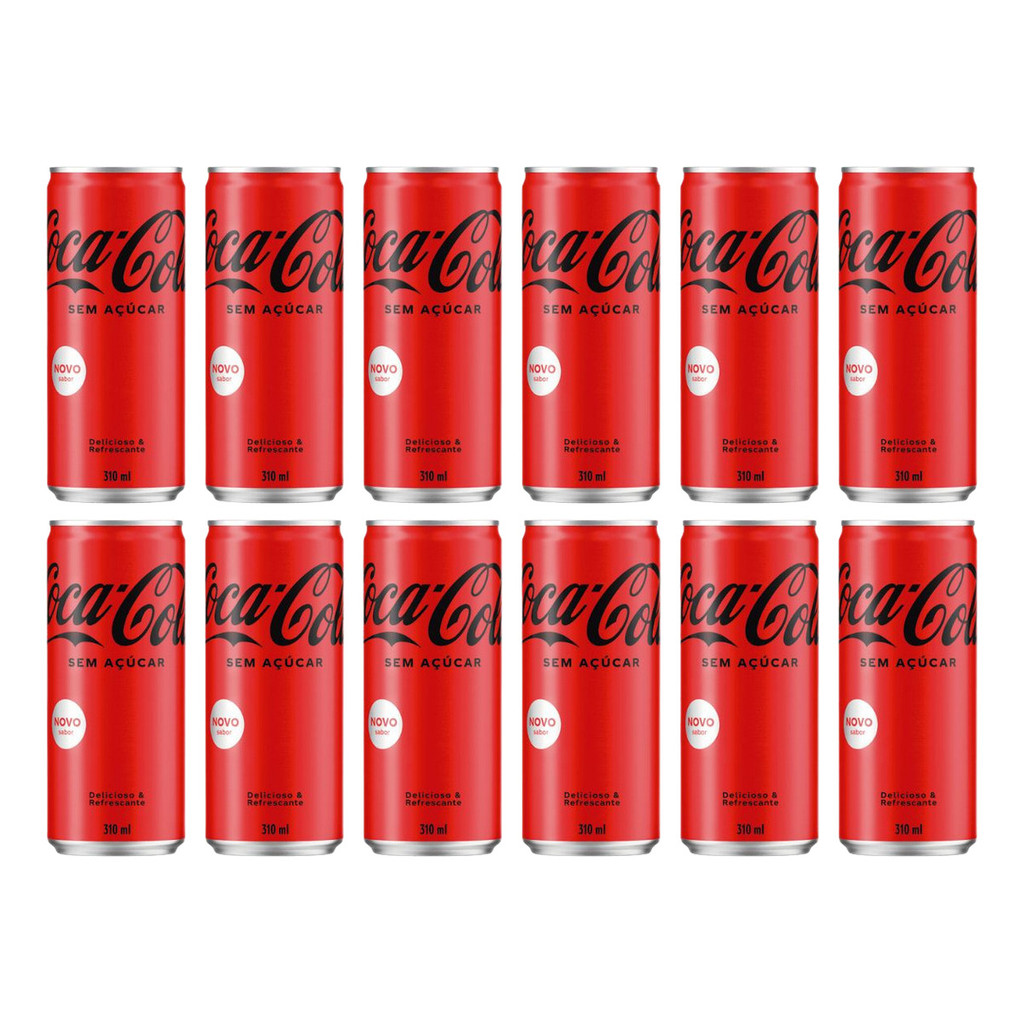 Kit C/12 Refrigerante Coca Cola Lata Sem Açúcar 310ml