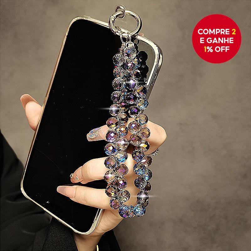 Novo Cordão de Telefone de Luxo com Cristais - Pulseira Ajustável em Contas com Pendente Anti-Perda