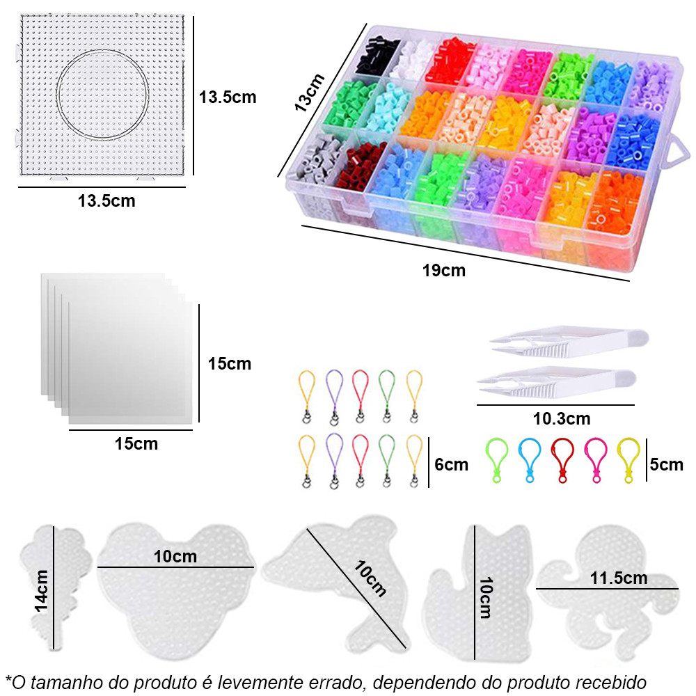 Kit Hama Beads 5mm 7300 Peças 24 Cores Caixinha + Pegboard +Pinça + Papel + Pinça + Guia — imagem 2 de 2