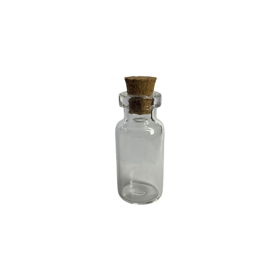 Potinho de Vidro com Tampa de Rolha - 3ml - 1,6x3,5cm - 12 unidades
