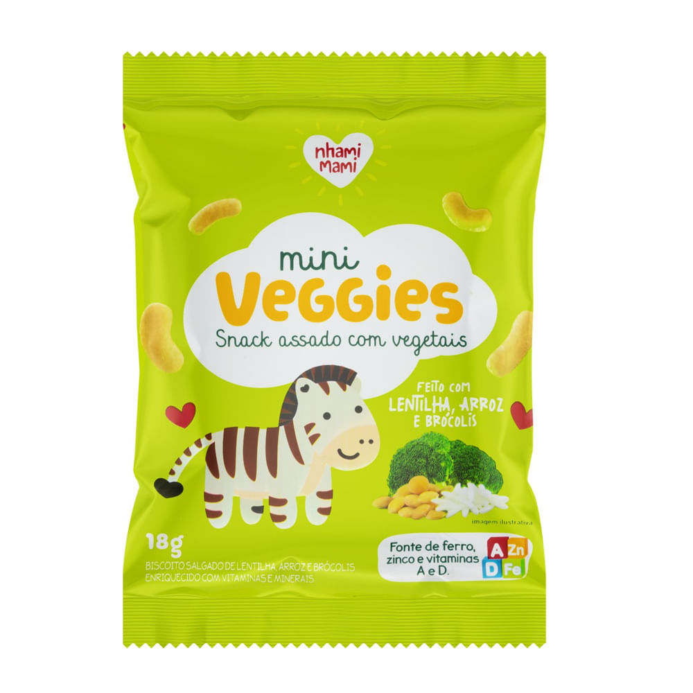 Biscoito Nhami Mami Mini Veggie Snack Lentilha, Arroz e Brócolis 18g em Oferta na Shopee