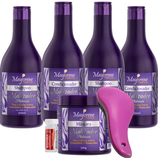 Kit Matizador Loiro Platinum Desamarelador Neutraliza Tons Amarelados Maycrene 500ml+ Escova+ Ampola em Oferta na Shopee