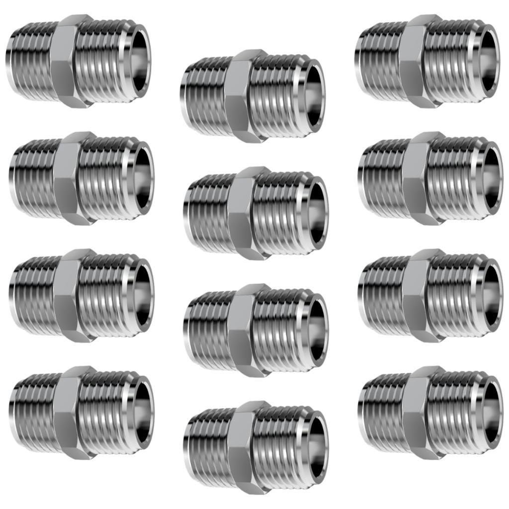 Kit 12 Niple Nipel Rosca Macho 1/2x1/2 100% Metal P/ Junção Emenda Engate Flexível Torneira