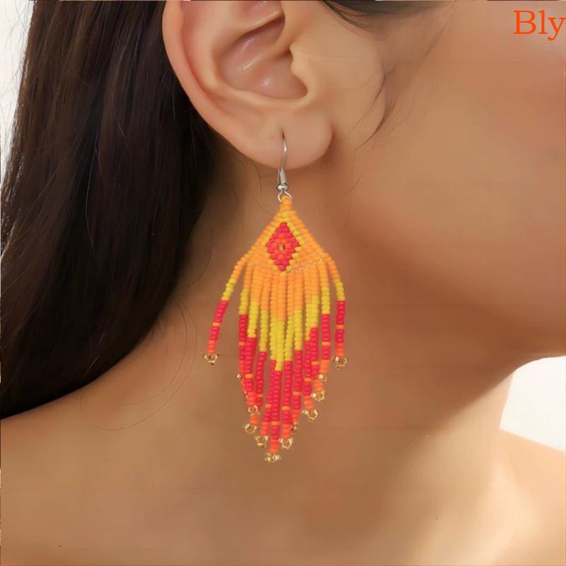 Bly Étnico Borlas Brincos Vidro Contas Boêmio Balançar Jóias Acessórios Femininos em Oferta na Shopee