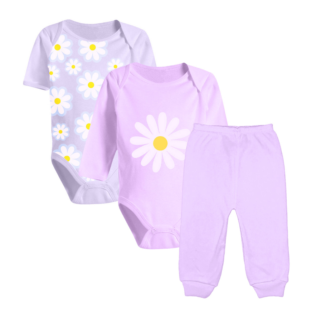 Kit 3 Peças Bebê Body Estampado e Mijão Malha Cores Reativas em Oferta na Shopee