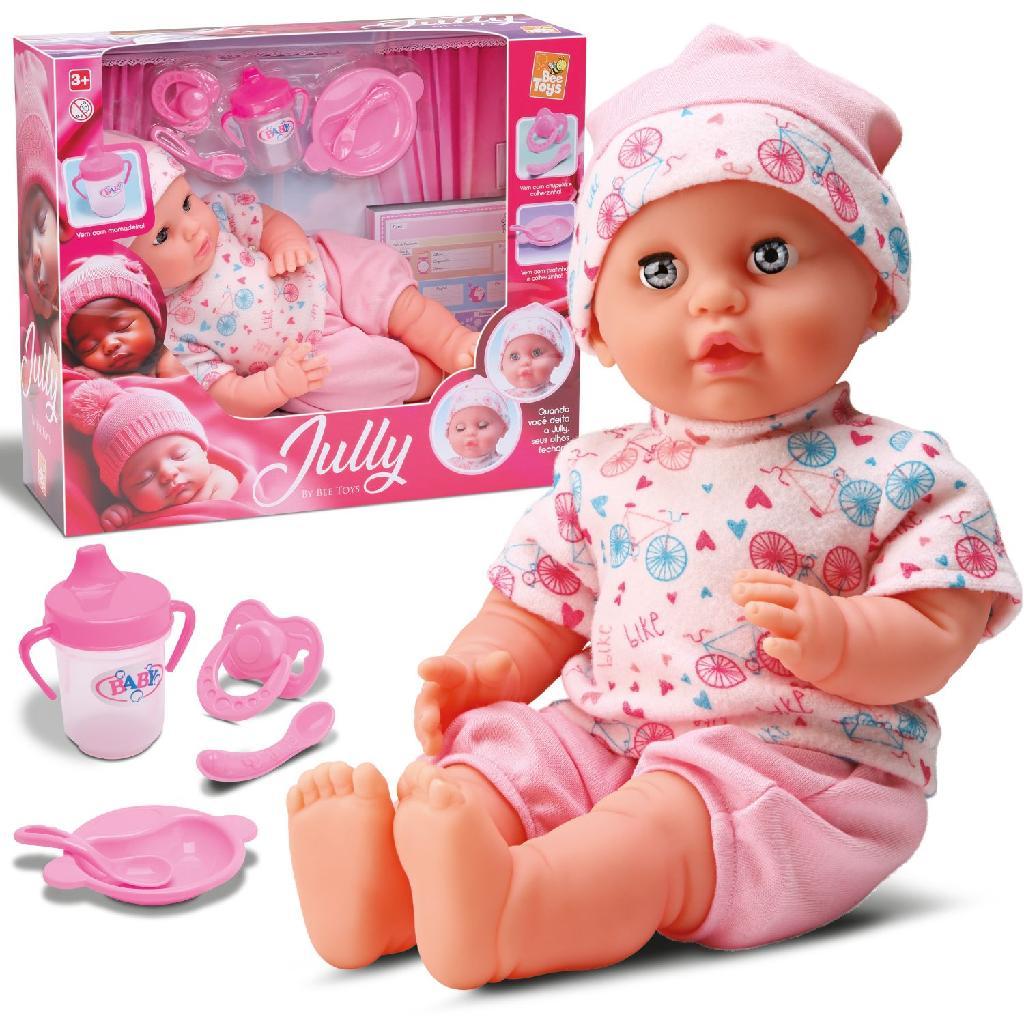 Boneca Jully Abre e Fecha os Olhos Com Mamadeira Chupeta e Acessórios em Oferta na Shopee