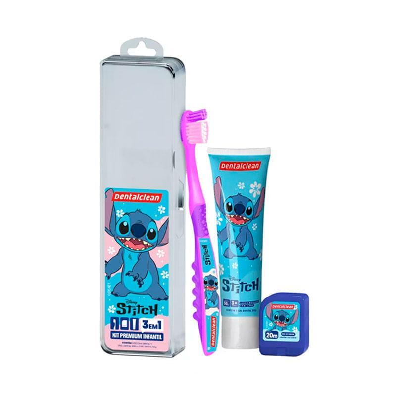 Kit Escova Dental Dentalclean Stitch 1 Unidade + Fio Dental 50m + Gel Dental 50g Premium 3 em 1 Infantil em Oferta na Shopee