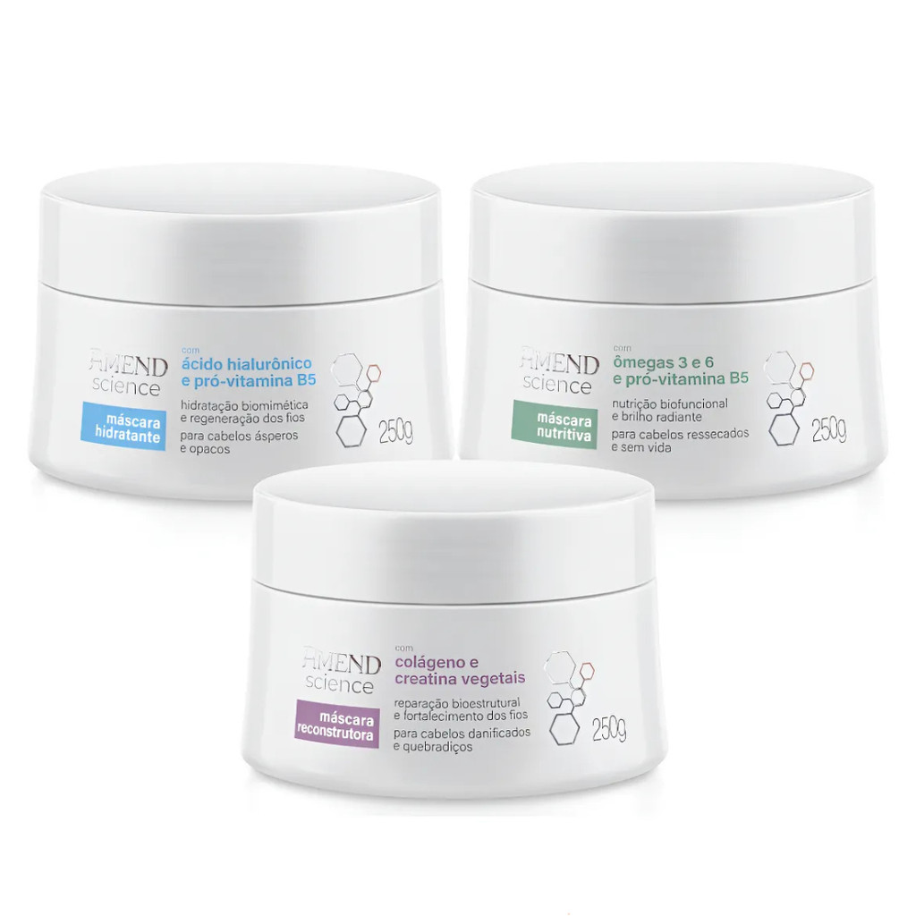 Kit Cronograma Amend Science Máscara De Hidratação/Nutrição/Reconstrução 250G