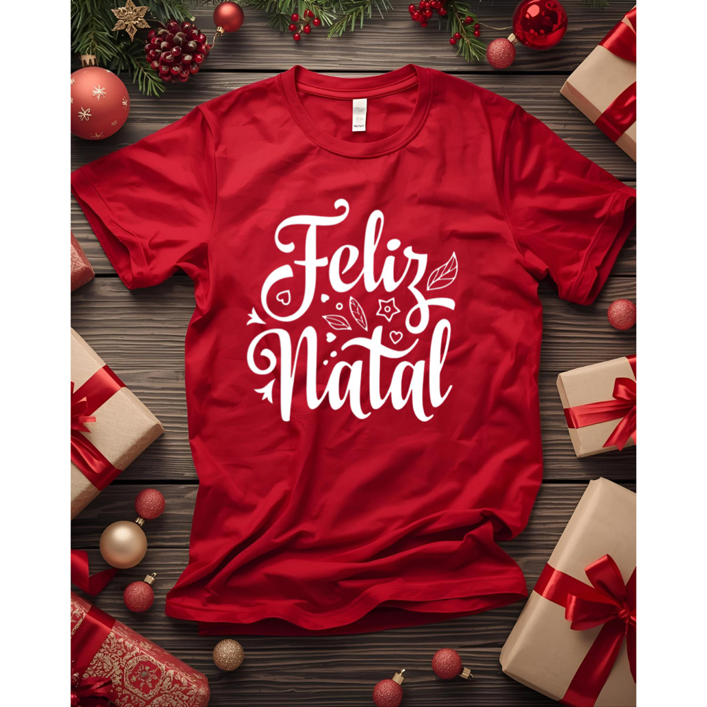 T-shirt 30.1 Camiseta Blusa Feliz Natal Unissex Merry Christmas Papai Noel 100% Algodão T-shirt Premium Envio Imediato