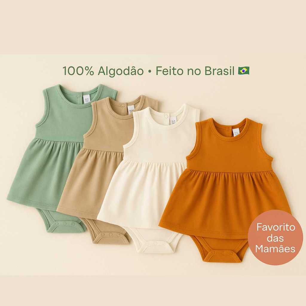 Vestido Body Bebê Algodão P M G GG – Roupa de Menina Antialérgica Leve e Fresquinha Mali Arte em Oferta na Shopee