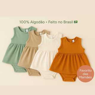 Vestido Body Bebê Algodão P M G GG – Roupa de Menina Antialérgica Leve e Fresquinha Mali Arte em Oferta na Shopee