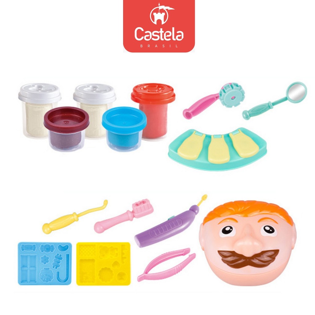 Detalhes do Brinquedo Brincando de Dentista C/ Massinha e Acessórios - Castela