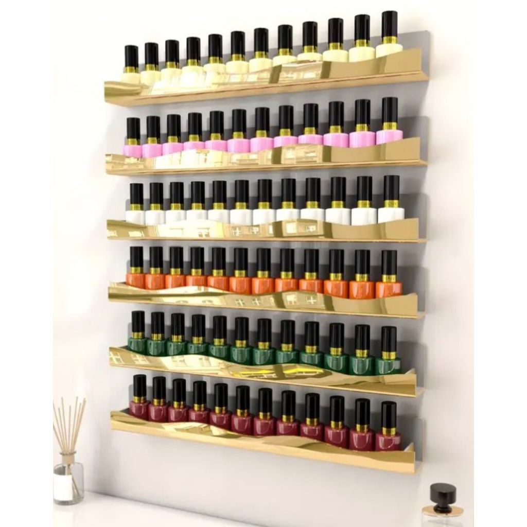 Prateleiras  Organizador de Esmalte em Acrílico Espelhado Dourado em Oferta na Shopee