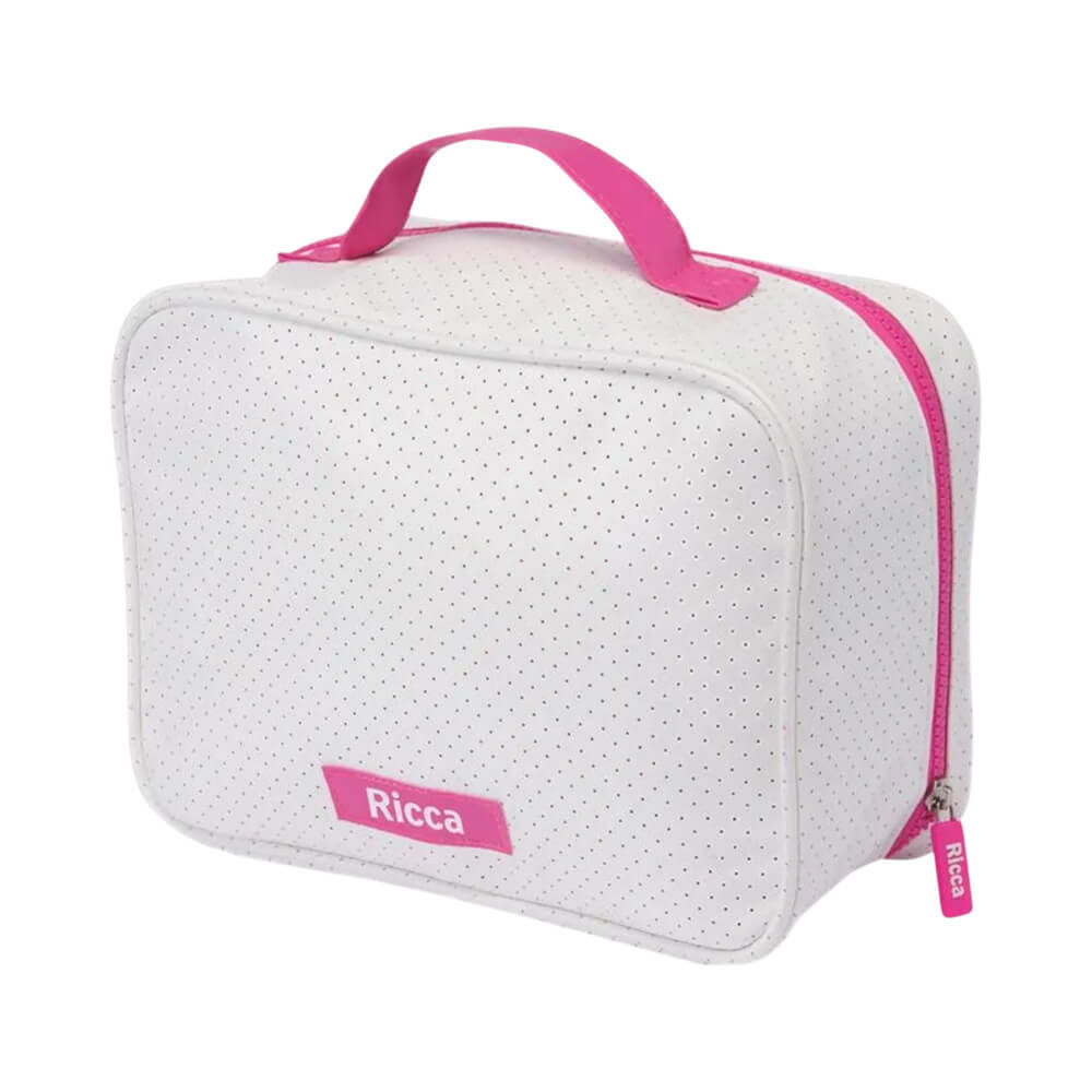 Necessaire Ricca Branca com Alça Rosa Neon em Oferta na Shopee