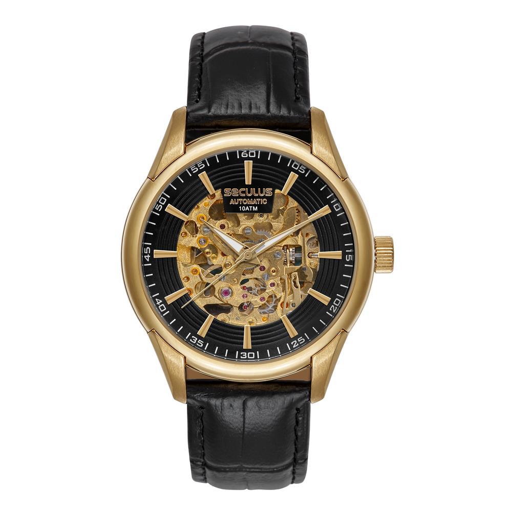 Relógio Seculus Masculino Ref: 44304gpsvdc3 Automático Esqueleto Dourado