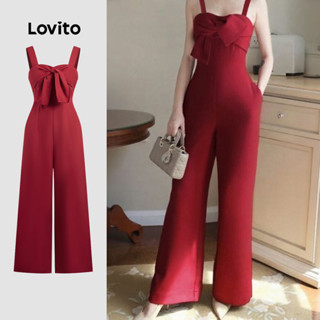 Lovito Macacão Elegante com Laço Na Frente para Primavera/verão Macacão Vermelho para mulheres L158ED1536 em Oferta na Shopee