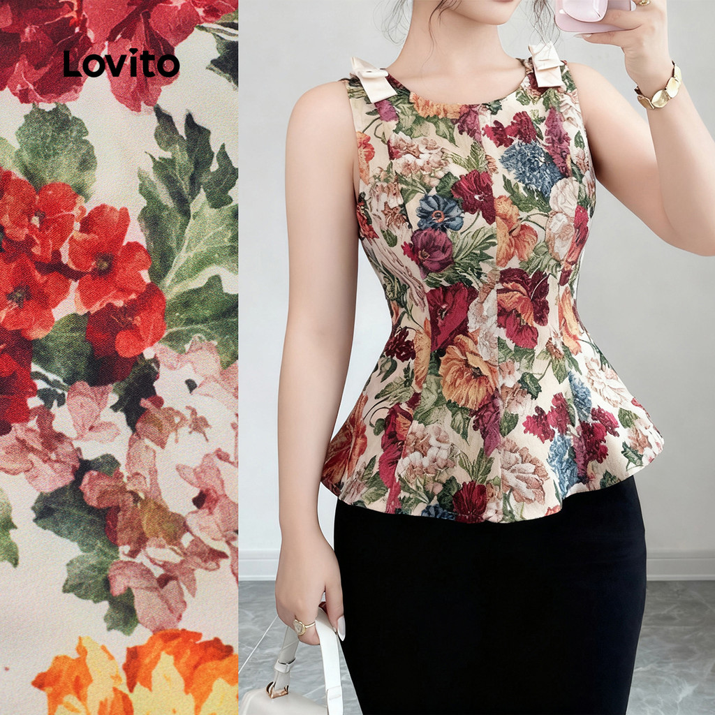 Lovito Blusa Boho com Bloco de Cores e Laços para Primavera/verão para Mulheres L157ED257 em Oferta na Shopee