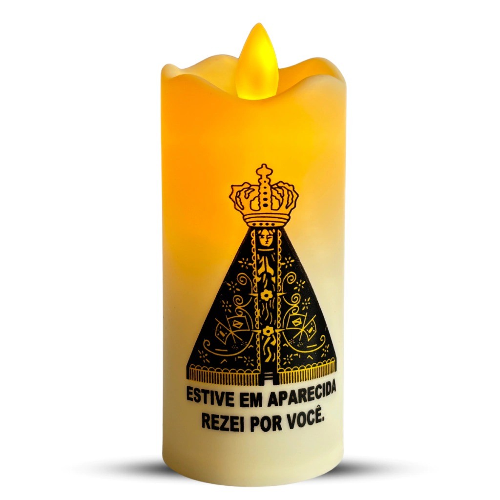 Velas Nossa Senhora Aparecida LED Eletrônica Realista Vela Chama Real Com Pilha Inclusa