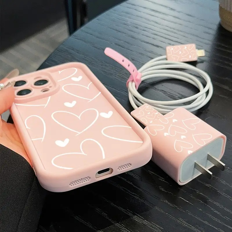 Capinha Capa de Silicone Padrão de coração Anti queda para IPhone XR 11 12 13 14 15 16 17 Pro MAX 14 15 16 Plus