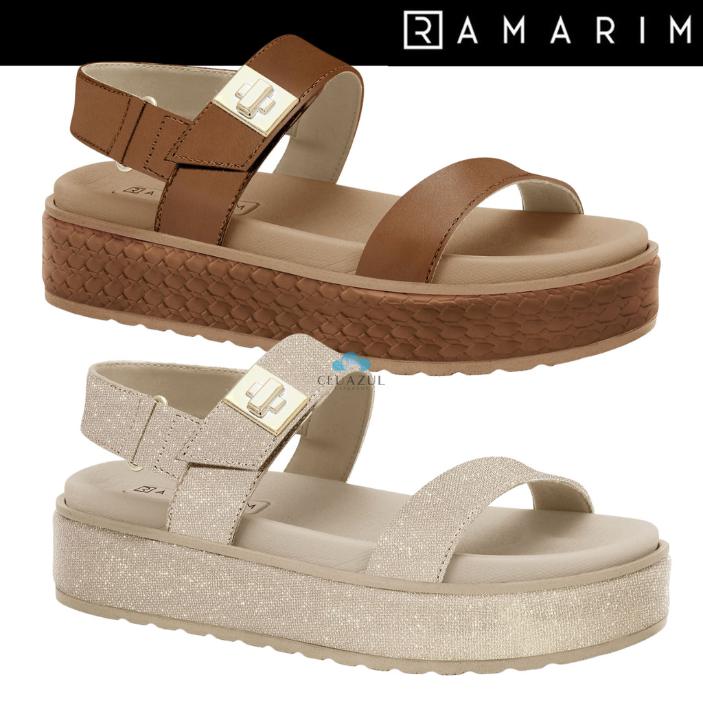 Sandália Ramarim Feminina Plataforma Flatform Conforto Brilho em Oferta na Shopee