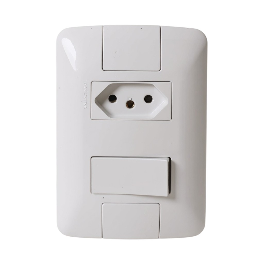 Conj. Tramontina Aria Interruptor Simp. + Tomada 10A Branco