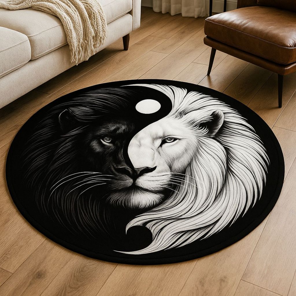 Tapete Redondo Decorativo 88cm Antiderrapante para Sala e Quarto 2150