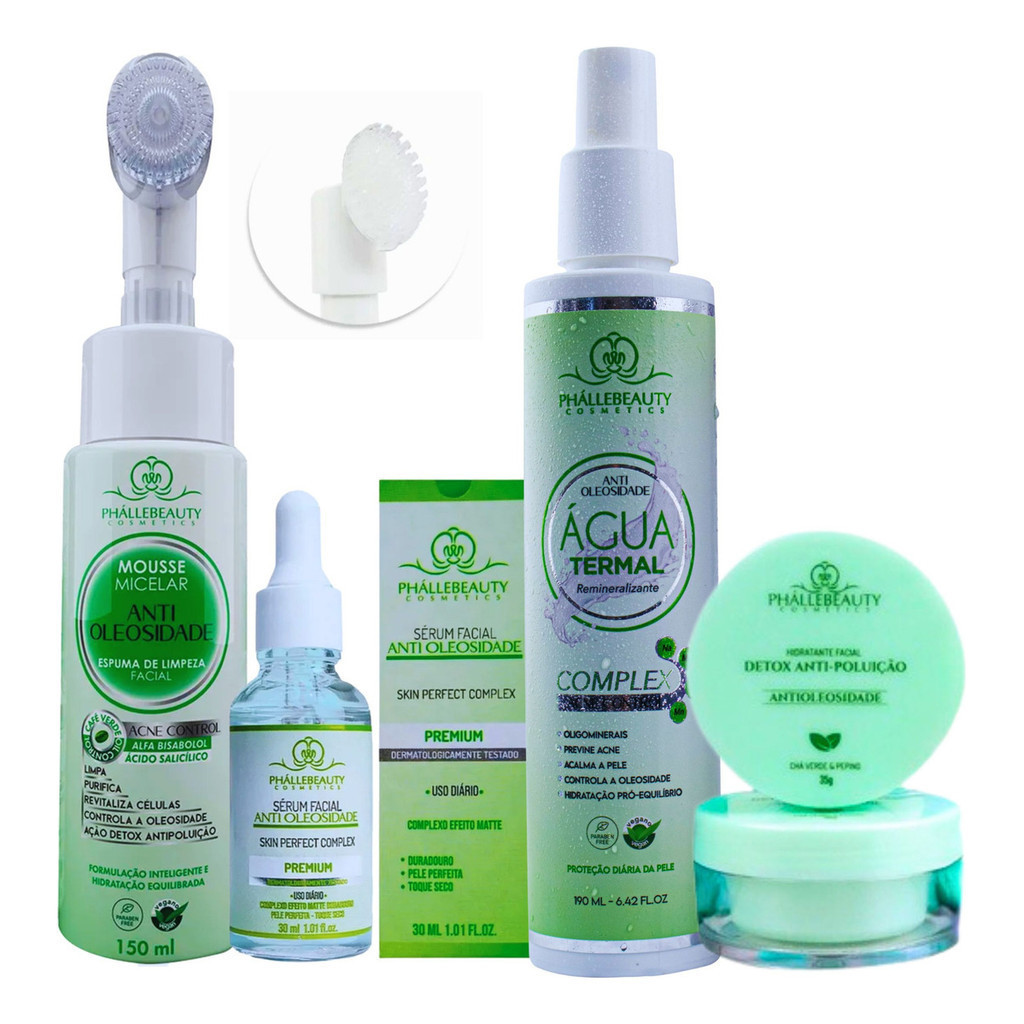 Kit Skincare Pele Anti  Oleosidade Acne Completo + Serum + Agua Termal