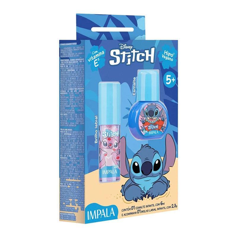 Kit Esmalte Infantil Impala Azul Stitch 6ml + Brilho Labial Infantil Stitch 2,3g em Oferta na Shopee