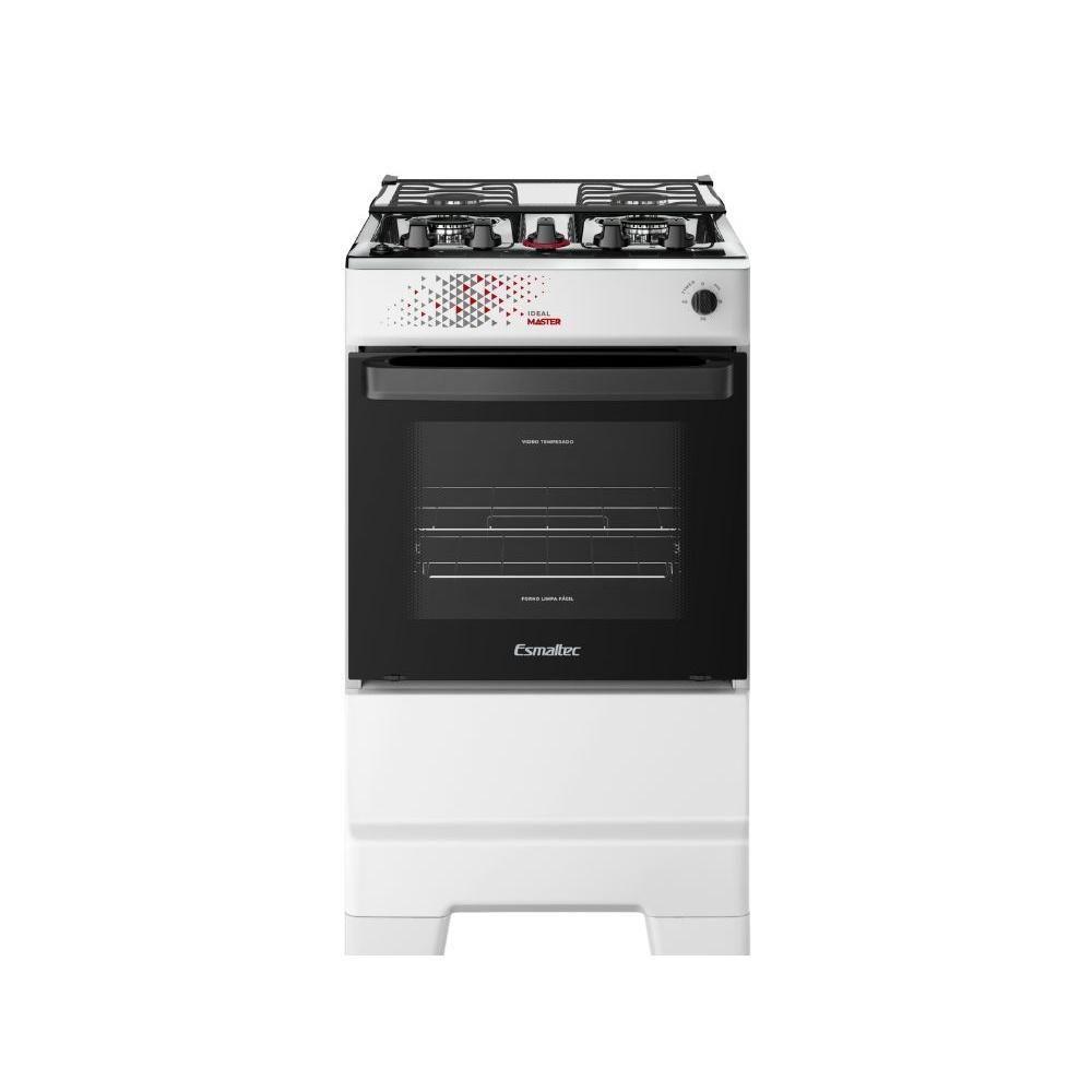 Fogão Esmaltec 4 Bocas Ideal Master Mesa Inox Tampa De Vidro Forno 50 Litros Branco T4ITB Bivolt em Oferta na Shopee
