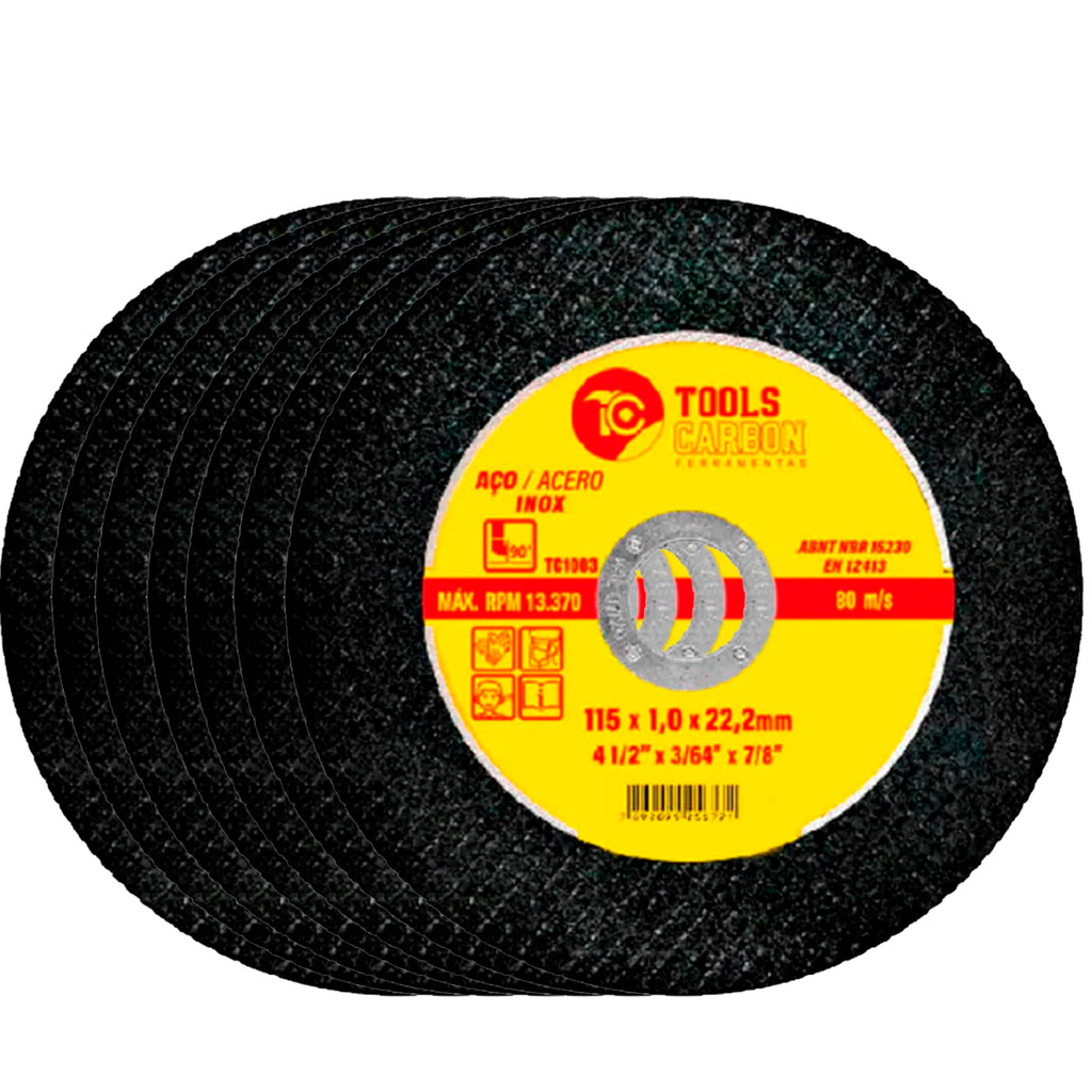 Kit Disco de Corte para Aço Inox 4.1/2" Alta Precisão e Durabilidade Furo 22mm Esmerilhadeira em Oferta na Shopee