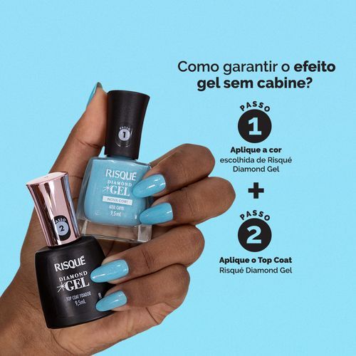 Detalhes do Esmalte Azul Risqué Diamond Gel Azul Capri Glitter 9,5 ml
