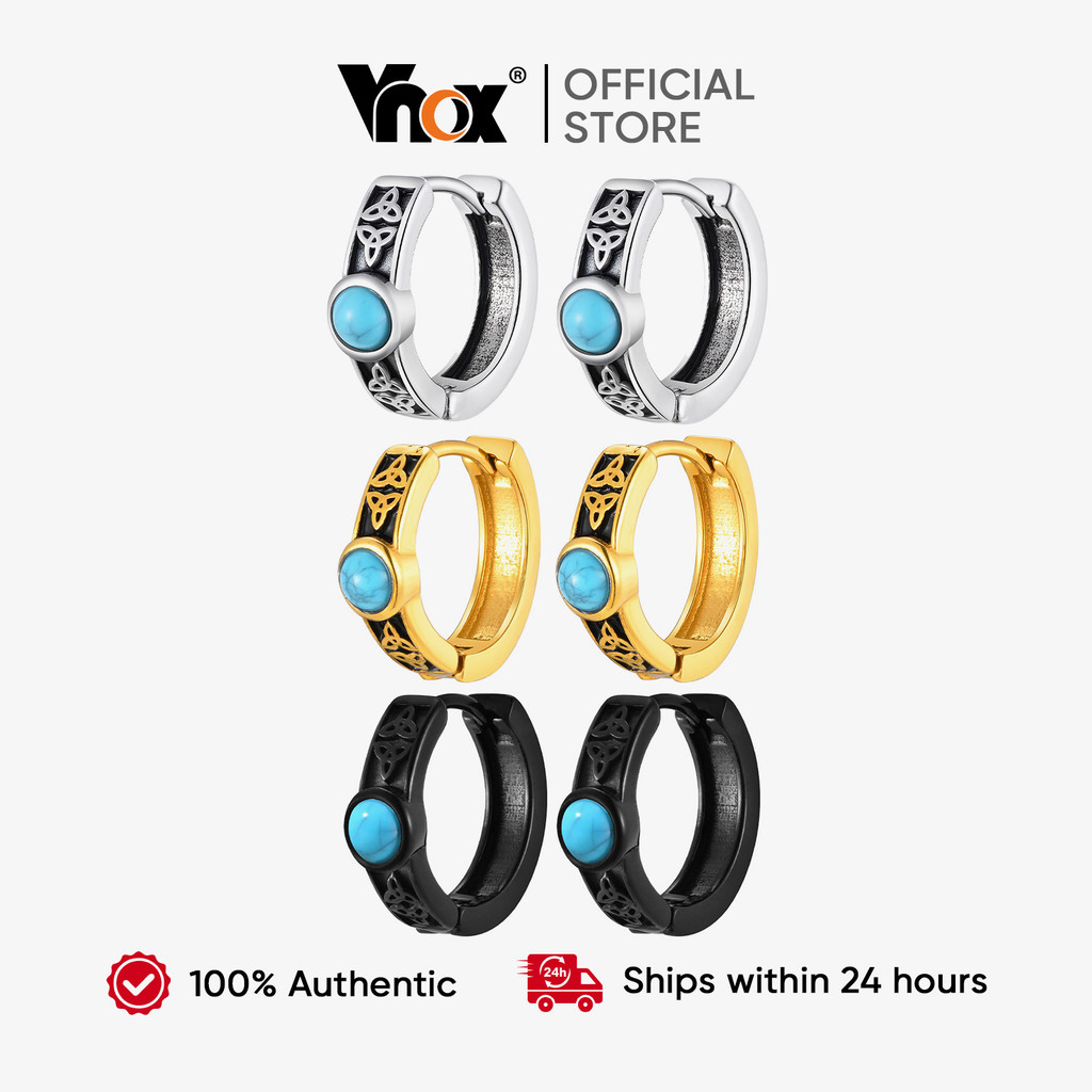 Vnox Turquesa Celta Nó Orelha Aros Luz Masculina Luxo Uso Diário Estilo Rua Atraente Peça Minimalista Legal em Oferta na Shopee