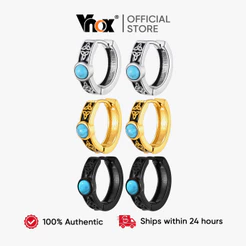 Vnox Turquesa Celta Nó Orelha Aros Luz Masculina Luxo Uso Diário Estilo Rua Atraente Peça Minimalista Legal