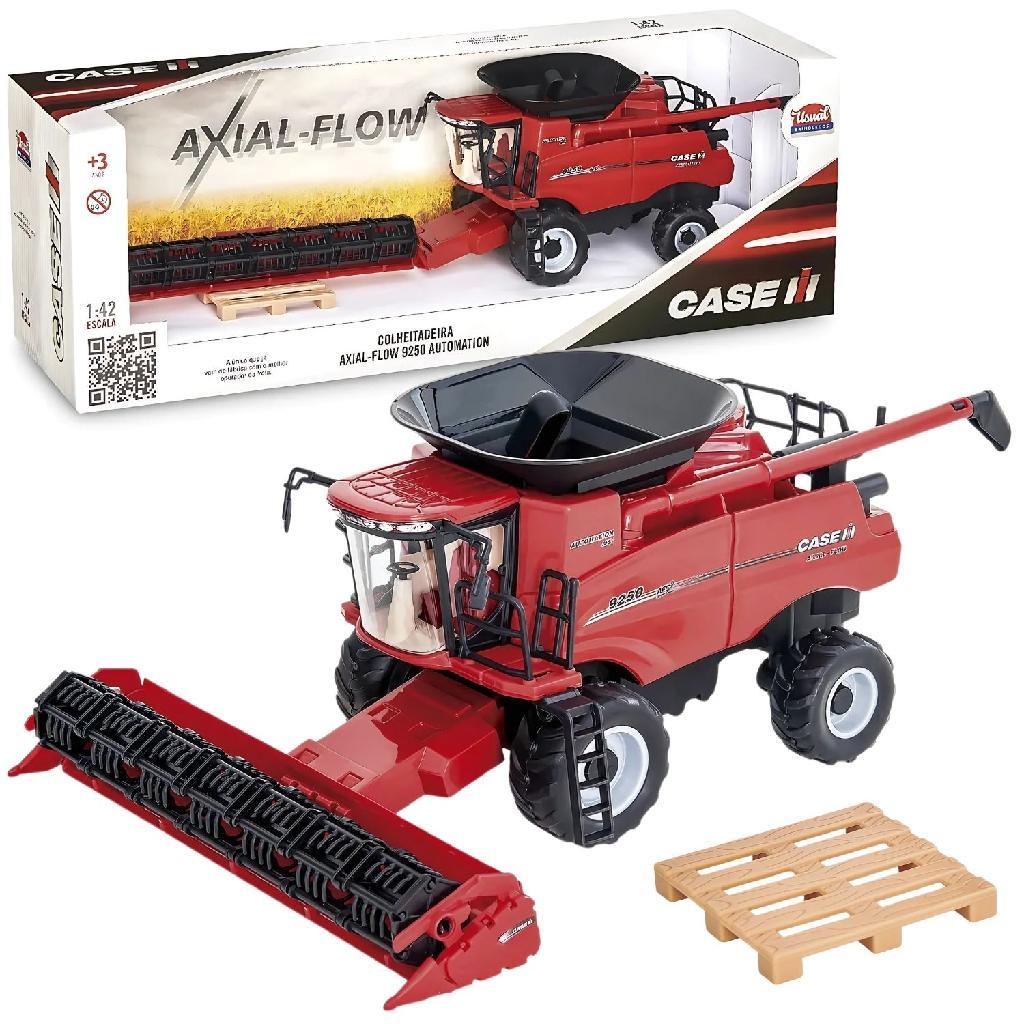 Trator Case Colheitadeira de Grãos Vermelha Miniatura Axial-Flow 9250 - Usual Brinquedos