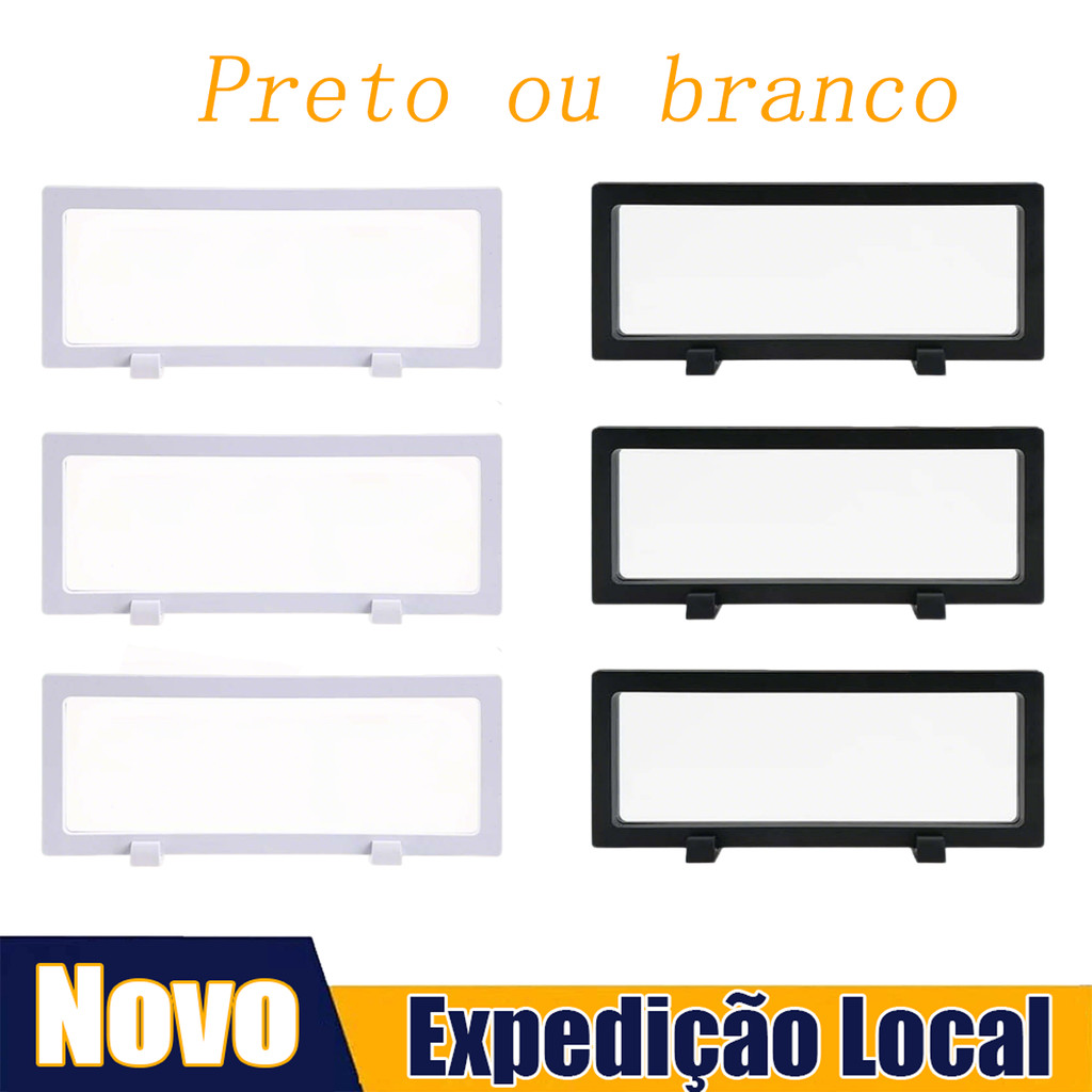3 peças de suporte de exibição de quadro flutuante 3D, cabide de filme PE de caixa de exibição de jóias, preto ou branco