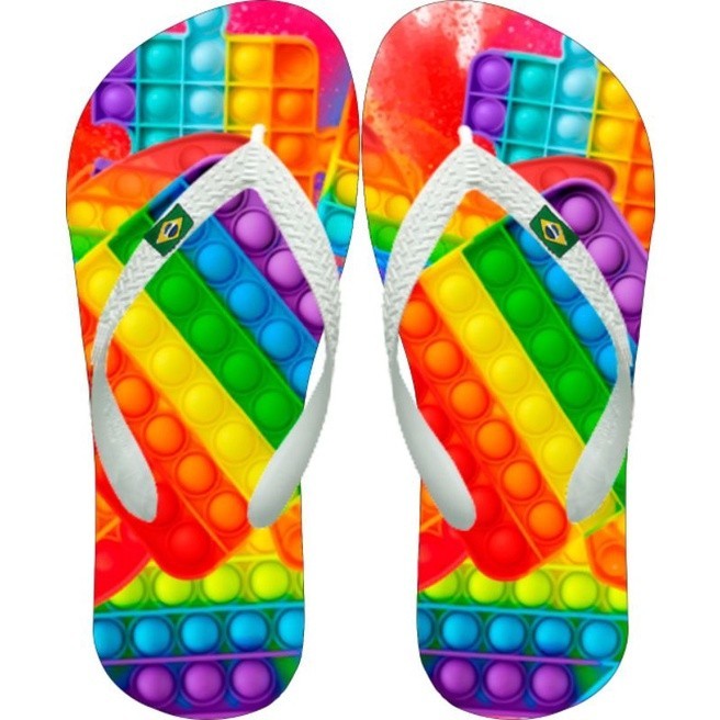 Chinelo de Dedo Pop It Personalizado Adulto e Infantil Masculino e Feminino Lançamento 2022 Unissex Estampado Aproveite 